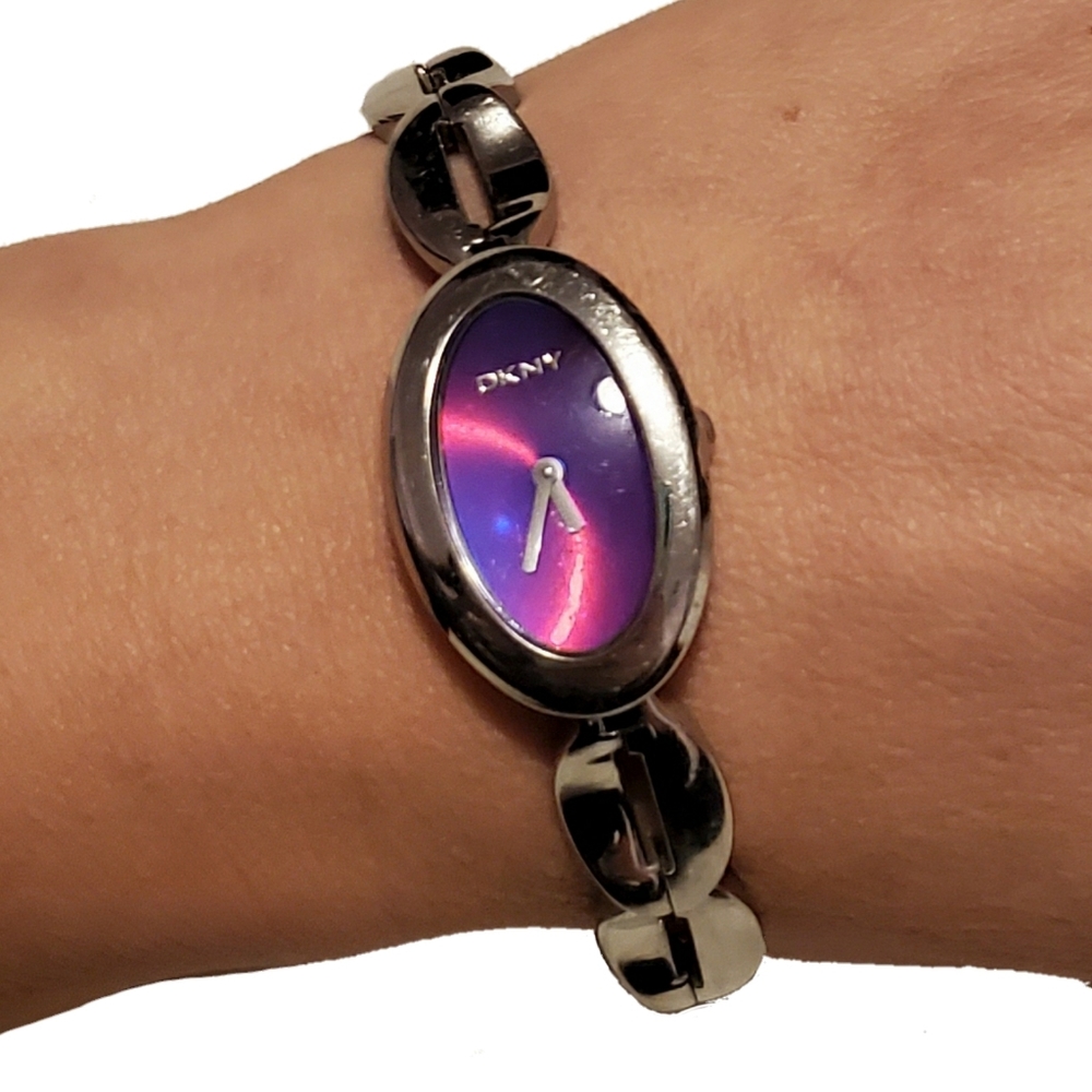 DKNY Bracelet Link Watch Stainless Pink/Purple Y2K